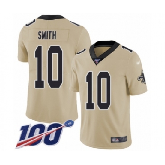 Men's New Orleans Saints #10 TreQuan Smith Limited Gold Inverted Legend 100th Season Football Jersey - Ujersey