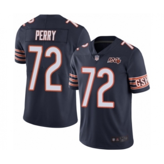 Men's Chicago Bears #72 William Perry Navy Blue Team Color 100th Season Limited Football Jersey - Ujersey