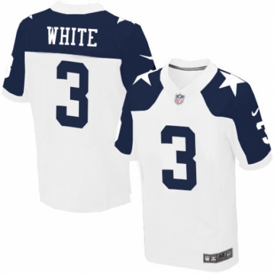 Men's Nike Dallas Cowboys #3 Mike White Elite White Throwback Alternate NFL Jersey - Ujersey