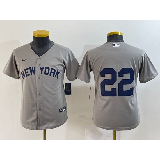 Youth New York Yankees #22 Juan Soto Gray Field of Dreams Cool Base Jersey - Ujersey