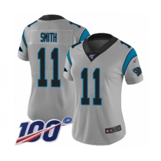 Women's Carolina Panthers #11 Torrey Smith Silver Inverted Legend Limited 100th Season Football Jersey - Ujersey