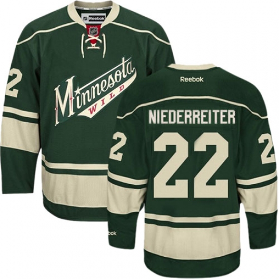 Women's Reebok Minnesota Wild #22 Nino Niederreiter Premier Green Third NHL Jersey - Ujersey