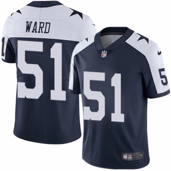 Men's Nike Dallas Cowboys #51 Jihad Ward Navy Blue Throwback Alternate Vapor Untouchable Limited Player NFL Jersey - Ujersey