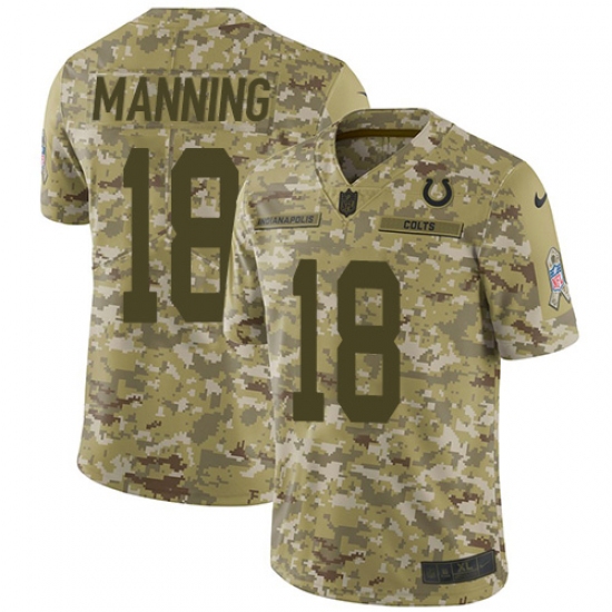 Youth Nike Indianapolis Colts #18 Peyton Manning Limited Camo 2018 Salute to Service NFL Jersey - Ujersey