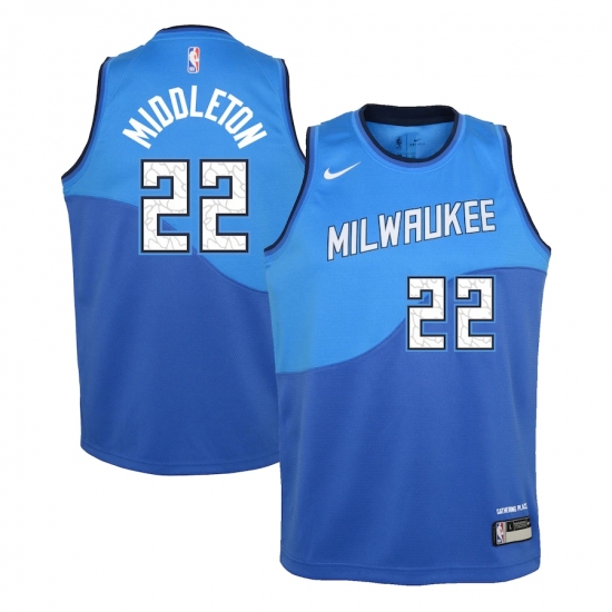 Youth Milwaukee Bucks #22 Khris Middleton Nike Royal 2020-21 Swingman Jersey - Ujersey