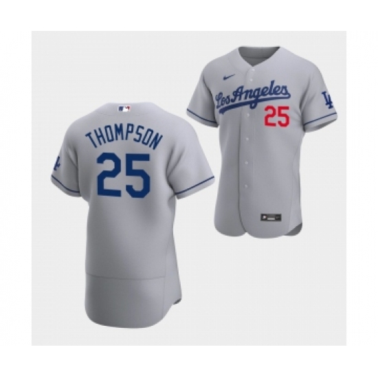 Men's Los Angeles Dodgers #25 Trayce Thompson Gray Flex Base Stitched Jersey - Ujersey