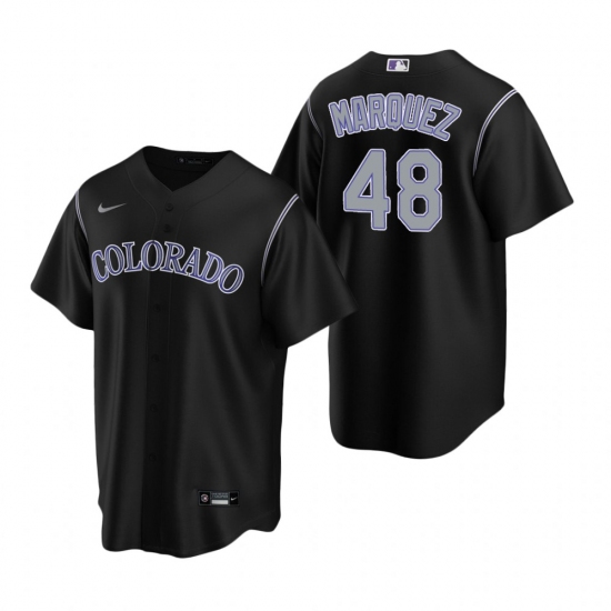 Men's Nike Colorado Rockies #48 German Marquez Black Alternate Stitched Baseball Jersey - Ujersey