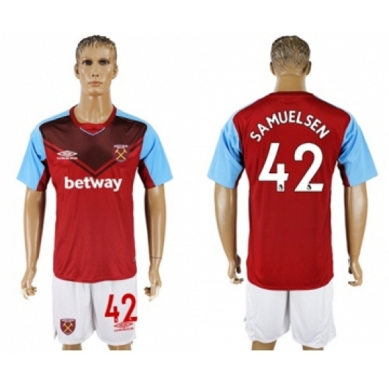 West Ham United #42 Samuelsen Home Soccer Club Jersey