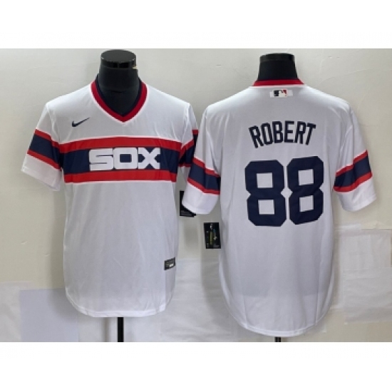 Men's Nike Chicago White Sox #88 Luis Robert White Cool Base Throwback Stitched Jersey - Ujersey