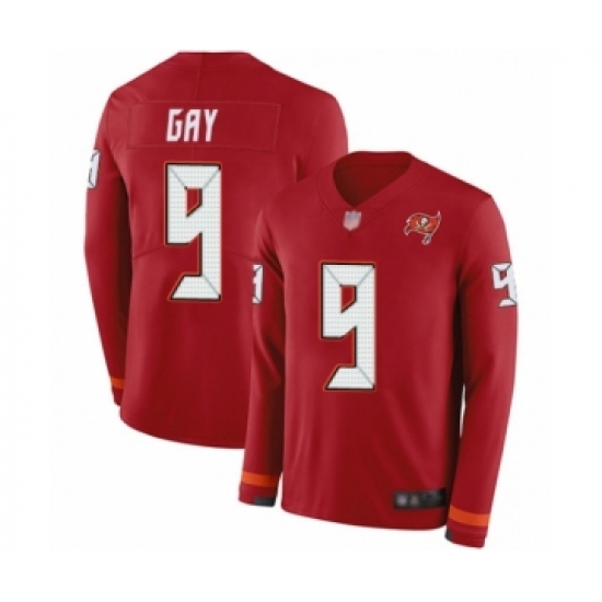 Men's Tampa Bay Buccaneers #9 Matt Gay Limited Red Therma Long Sleeve Football Jersey - Ujersey