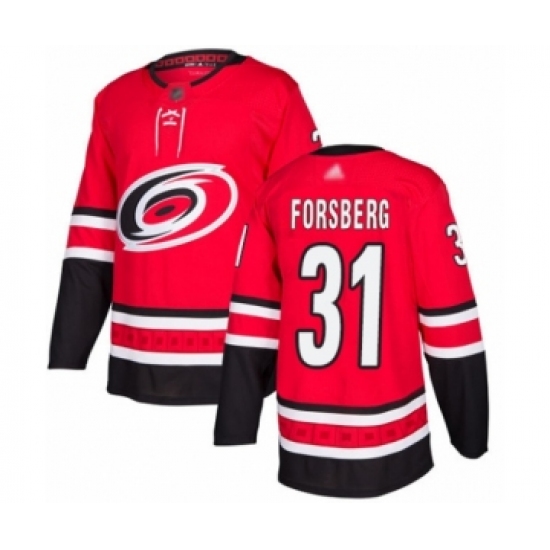 Men's Carolina Hurricanes #31 Anton Forsberg Authentic Red Home Hockey Jersey - Ujersey