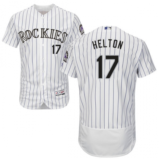 Men's Majestic Colorado Rockies #17 Todd Helton White Home Flex Base Authentic Collection MLB Jersey - Ujersey