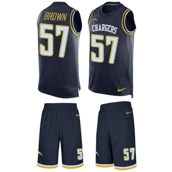 Men's Nike Los Angeles Chargers #57 Jatavis Brown Limited Navy Blue Tank Top Suit NFL Jersey - Ujersey
