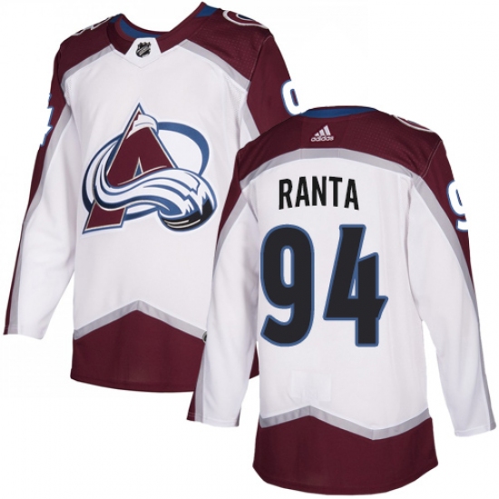 Men's Adidas Colorado Avalanche #94 Sampo Ranta Authentic White Away NHL Jersey - Ujersey