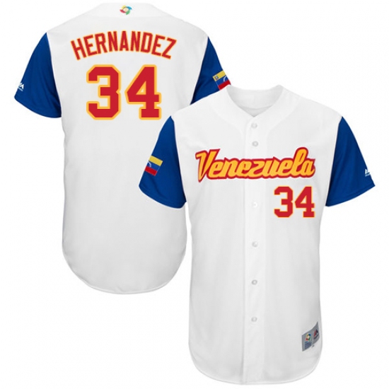 Men's Venezuela Baseball Majestic #34 Felix Hernandez White 2017 World Baseball Classic Authentic Team Jersey