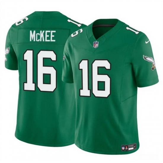 Men's Philadelphia Eagles #16 Tanner McKee Kelly Green 2024 F U S E Vapor Untouchable Limited Stitched Football Jersey - Ujersey