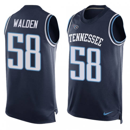 Men's Nike Tennessee Titans #58 Erik Walden Limited Navy Blue Player Name & Number Tank Top NFL Jersey - Ujersey