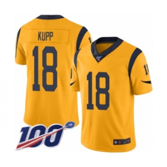Men's Los Angeles Rams #18 Cooper Kupp Limited Gold Rush Vapor Untouchable 100th Season Football Jersey - Ujersey