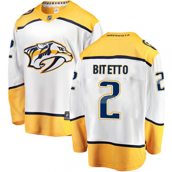 Youth Nashville Predators #2 Anthony Bitetto Fanatics Branded White Away Breakaway NHL Jersey - Ujersey