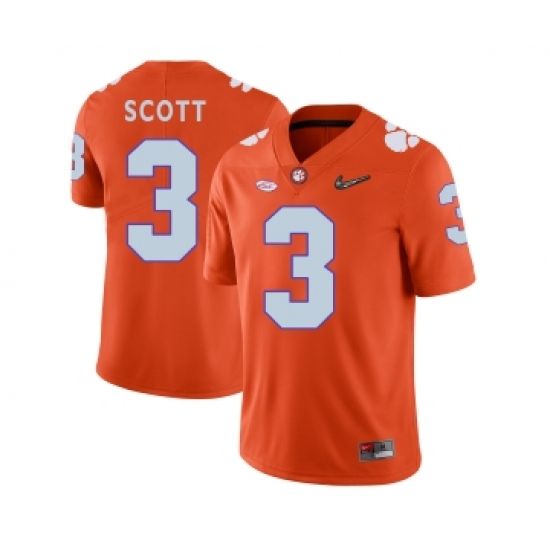Clemson Tigers 3 Artavis Scott Orange With Diamond Logo College Football Jersey - Ujersey