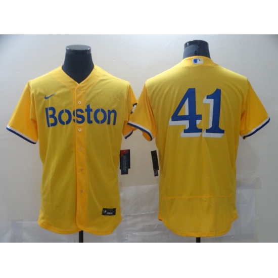 Men's Boston Red Sox #41 Chris Sale Nike Gold-Light Blue 2021 City Connect Replica Jersey - Ujersey
