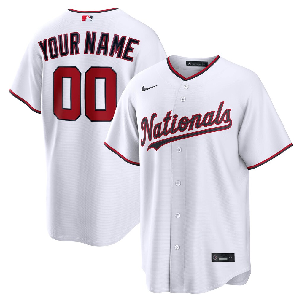 Men's Washington Nationals Nike White Home Replica Custom Jersey - ujerseystore