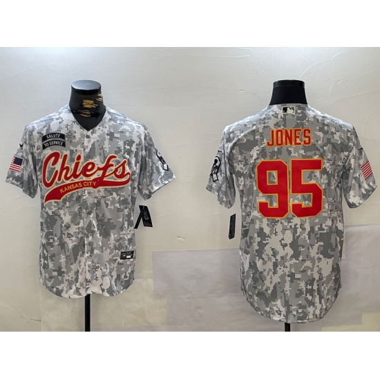 Men's Kansas City Chiefs #95 Chris Jones Arctic Camo 2024 Salute to Service Stitched Baseball Jersey - Ujersey