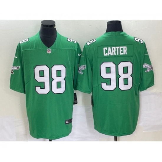 Men's Philadelphia Eagles #98 Jalen Carter Green 2023 Vapor Limited Throwback Jersey - Ujersey