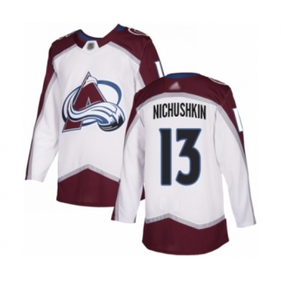 Men's Colorado Avalanche #13 Valeri Nichushkin Authentic White Away Hockey Jersey - Ujersey