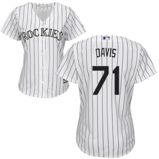 Women's Majestic Colorado Rockies #71 Wade Davis Authentic White Home Cool Base MLB Jersey - Ujersey