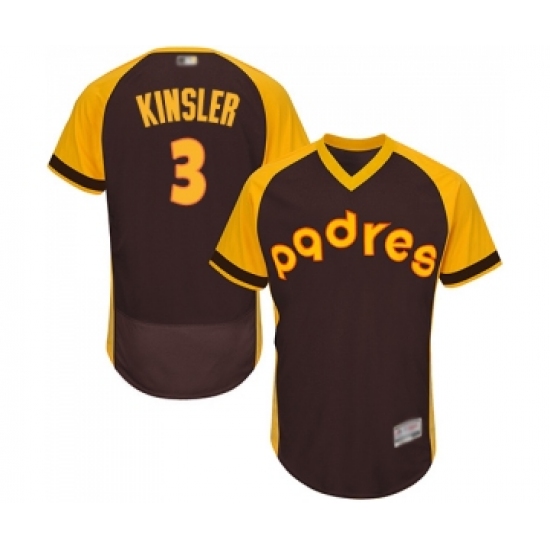 Men's San Diego Padres #3 Ian Kinsler Brown Alternate Cooperstown Authentic Collection Flex Base Baseball Jersey - Ujersey