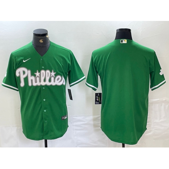 Men's Philadelphia Phillies Blank Green Celtic Stitched Cool Base Nike Jersey - Ujersey