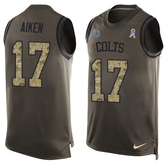 Men's Nike Indianapolis Colts #17 Kamar Aiken Limited Green Salute to Service Tank Top NFL Jersey - Ujersey
