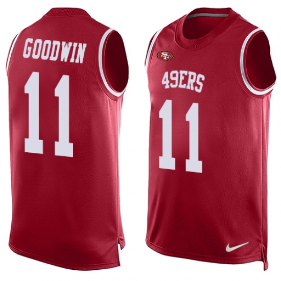 Men's Nike San Francisco 49ers #11 Marquise Goodwin Limited Red Player Name & Number Tank Top NFL Jersey - Ujersey