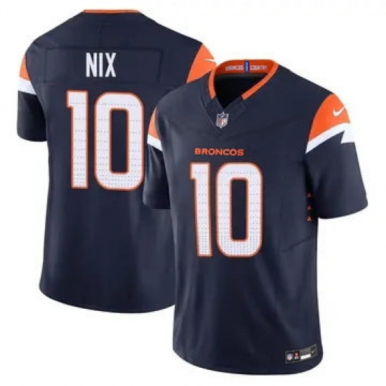 Youth Denver Broncos #10 Bo Nix Blue F U S E Vapor Limited Stitched Football Jersey