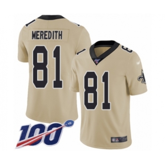 Youth New Orleans Saints #81 Cameron Meredith Limited Gold Inverted Legend 100th Season Football Jersey - Ujersey
