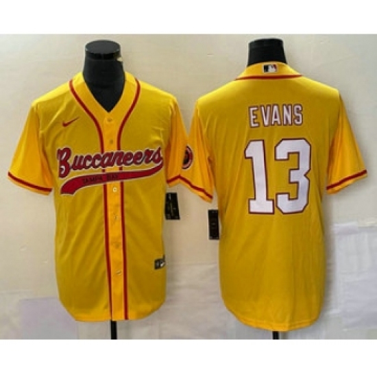 Men's Nike Tampa Bay Buccaneers #13 Mike Evans Gold Cool Base Stitched Baseball Jersey - Ujersey