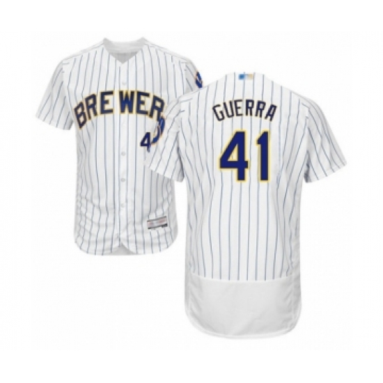 Men's Milwaukee Brewers #41 Junior Guerra White Home Flex Base Authentic Collection Baseball Player Jersey - Ujersey