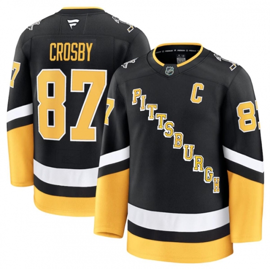 Men's Pittsburgh Penguins #87 Sidney Crosby Black 2024-25 Alternate Stitched Hockey Jersey - Ujersey