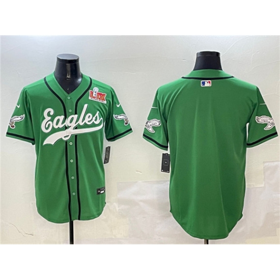 Men's Philadelphia Eagles Blank Green 2025 Super Bowl LIX Stitched Baseball Jersey - Ujersey