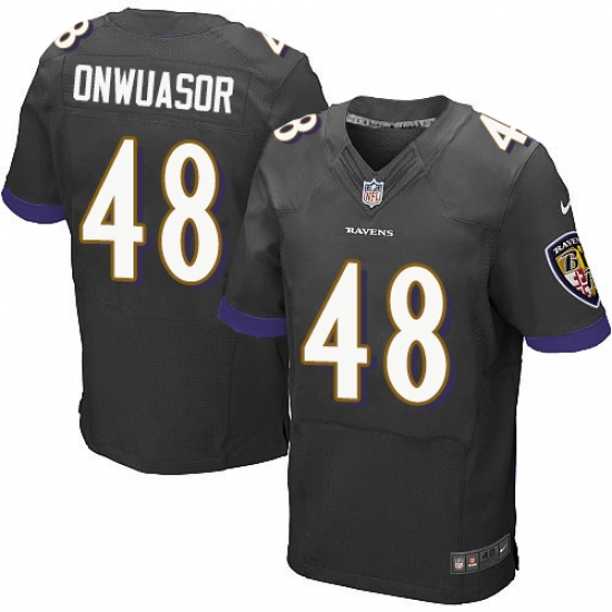 Men's Nike Baltimore Ravens #48 Patrick Onwuasor Elite Black Alternate NFL Jersey - Ujersey