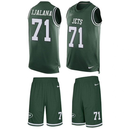 Men's Nike New York Jets #71 Ben Ijalana Limited Green Tank Top Suit NFL Jersey - Ujersey