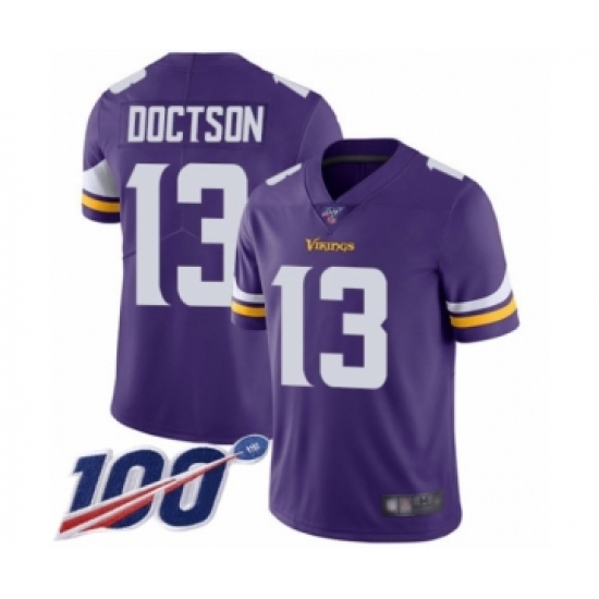 Men's Minnesota Vikings #13 Josh Doctson Purple Team Color Vapor Untouchable Limited Player 100th Season Football Jersey - Ujersey