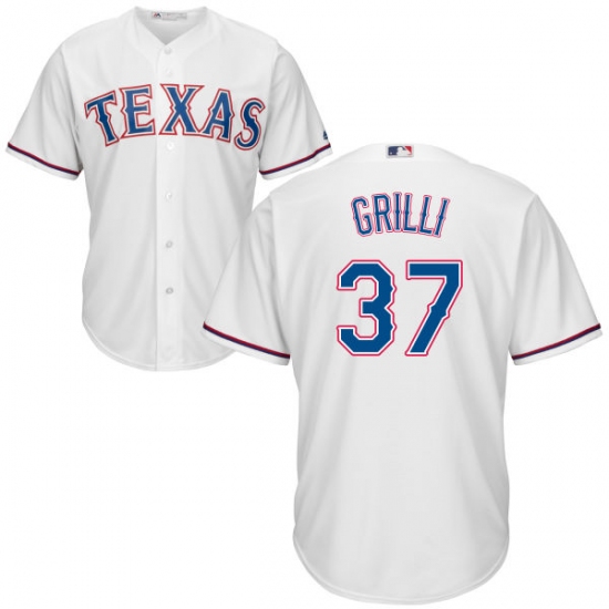 Men's Majestic Texas Rangers #37 Jason Grilli Replica White Home Cool Base MLB Jersey - Ujersey