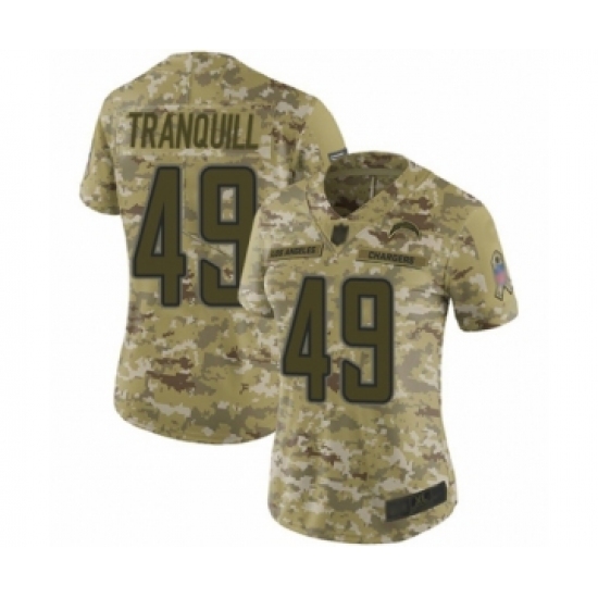 Women's Los Angeles Chargers #49 Drue Tranquill Limited Camo 2018 Salute to Service Football Jersey - Ujersey