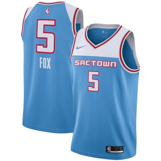 Youth Nike Sacramento Kings #5 De'Aaron Fox Swingman Blue NBA Jersey - 2018 19 City Edition - Ujersey