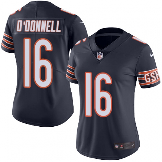 Women's Nike Chicago Bears #16 Pat O'Donnell Navy Blue Team Color Vapor Untouchable Limited Player NFL Jersey - Ujersey