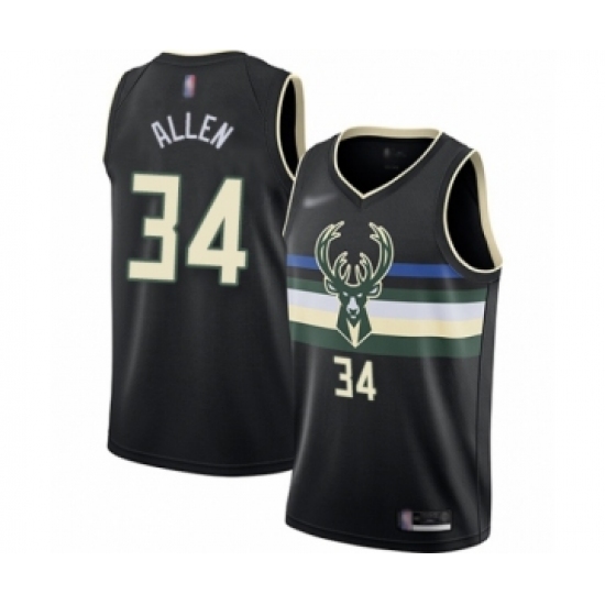 Women's Milwaukee Bucks #34 Ray Allen Swingman Black Finished Basketball Jersey - Statement Edition - Ujersey