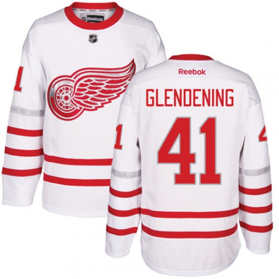 Men's Reebok Detroit Red Wings #41 Luke Glendening Authentic White 2017 Centennial Classic NHL Jersey
