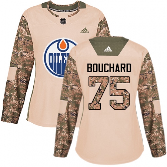 Women's Adidas Edmonton Oilers #75 Evan Bouchard Authentic Camo Veterans Day Practice NHL Jersey - Ujersey